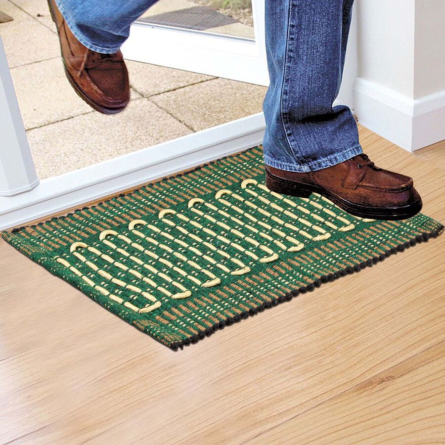 Green Polyester Cotton Door Mat, , large image number null