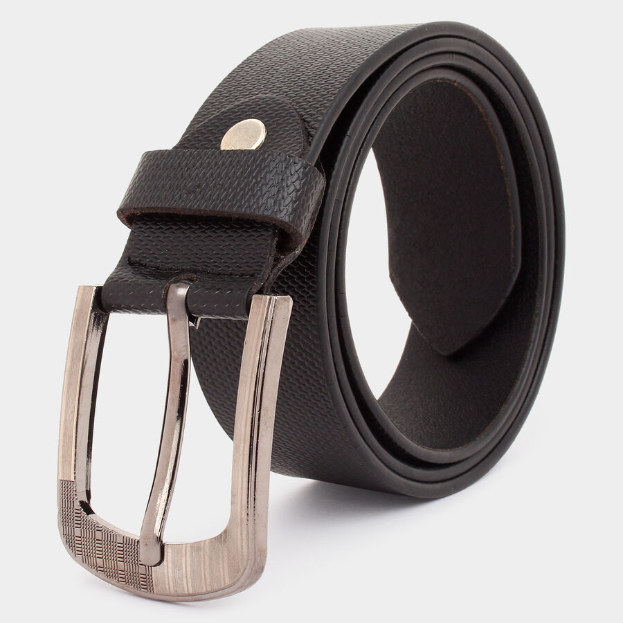 Men's Black Leather Casual Belt, , large image number null