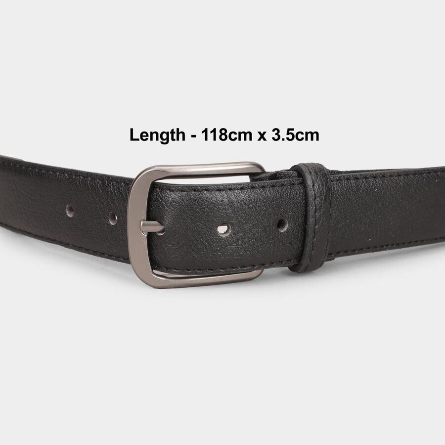 Men Black Pu Formal Belt, , large image number null