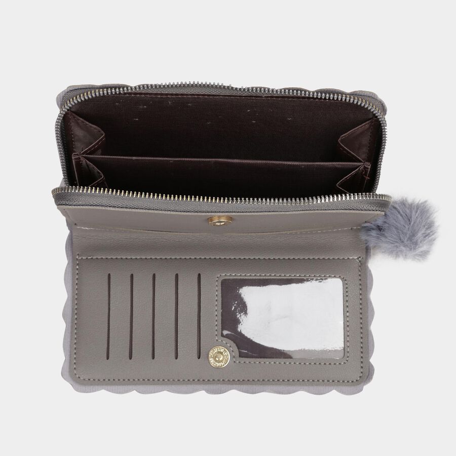 Women's Grey Polyurethane Hand Pouch, , large image number null