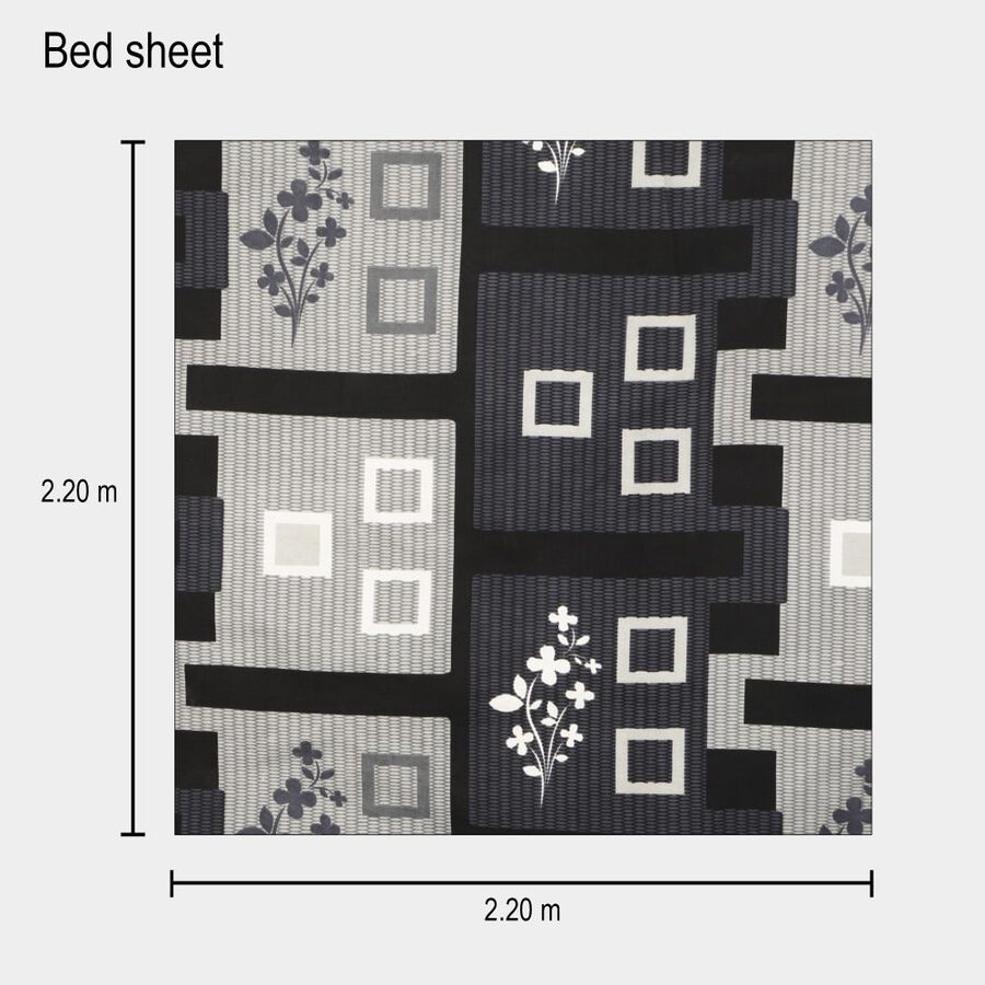 Dark Grey Microfiber Double Bedsheet with Pillow Cover, , large