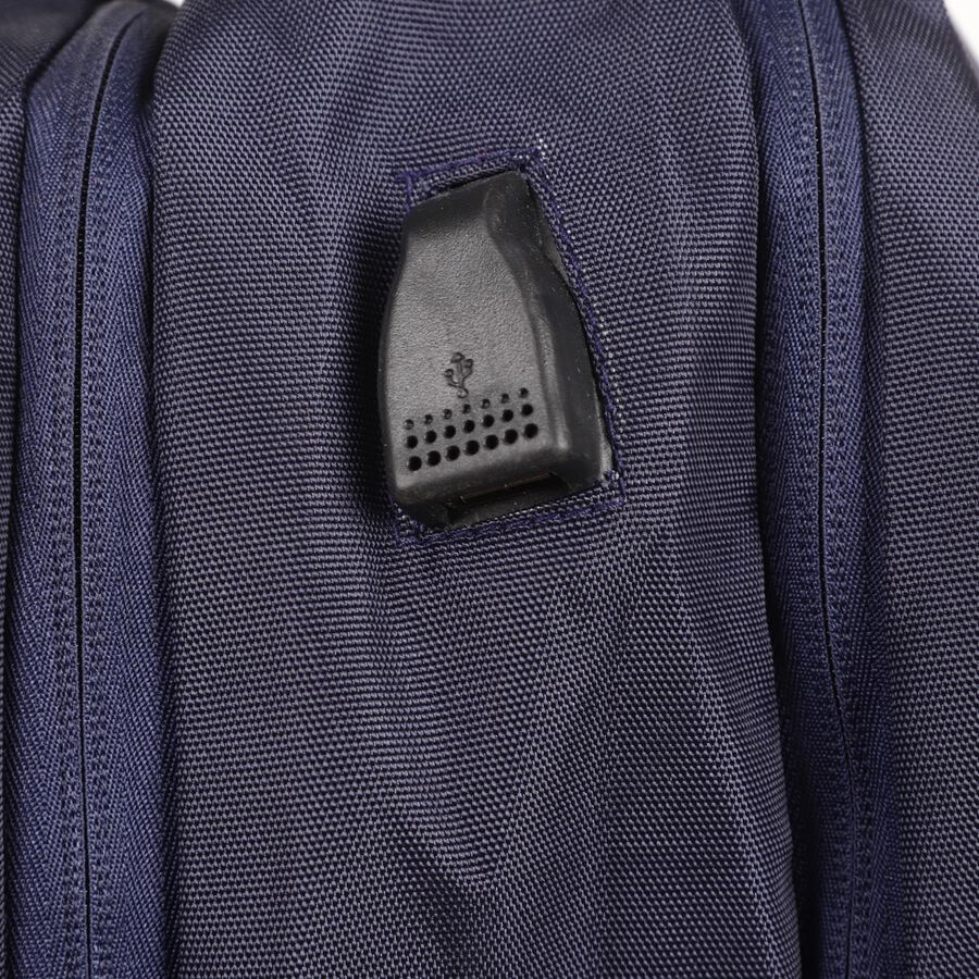 Dark Blue Polyester Backpack with Laptop Compartment and USB Port, , large image number null