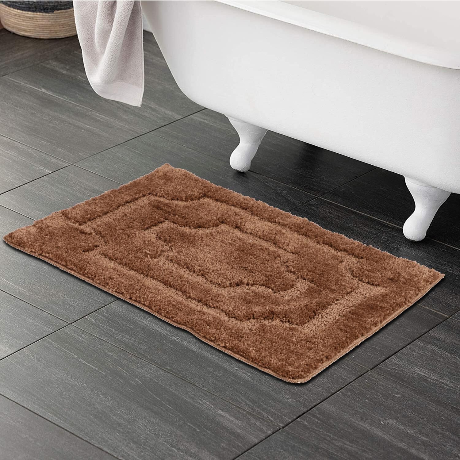 Home Beautiful                         Anti-Skid Brown Polyester Bath Mat