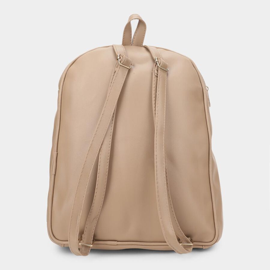 Women's Beige Pu Backpack , , large image number null