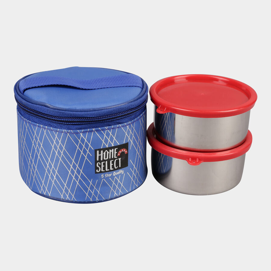 Stainless Steel Lunch Box, 2 Containers And Bag, , large image number null