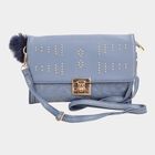Women's Blue Polyurethane Sling Bag, , small image number null