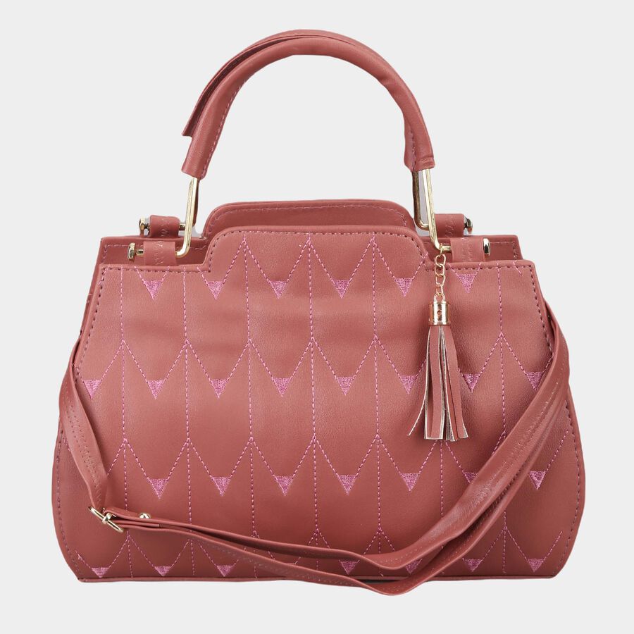 Women's Peach Polyurethane Tote Bag, , large image number null