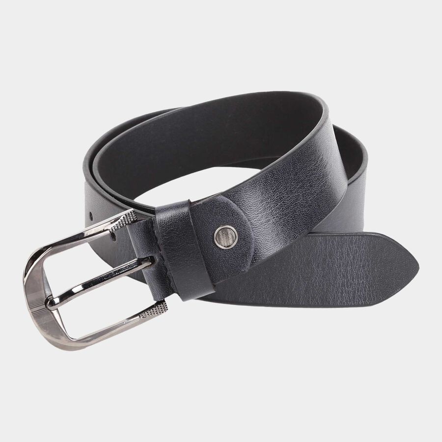 Men's Black Leather Casual Belt, , large image number null
