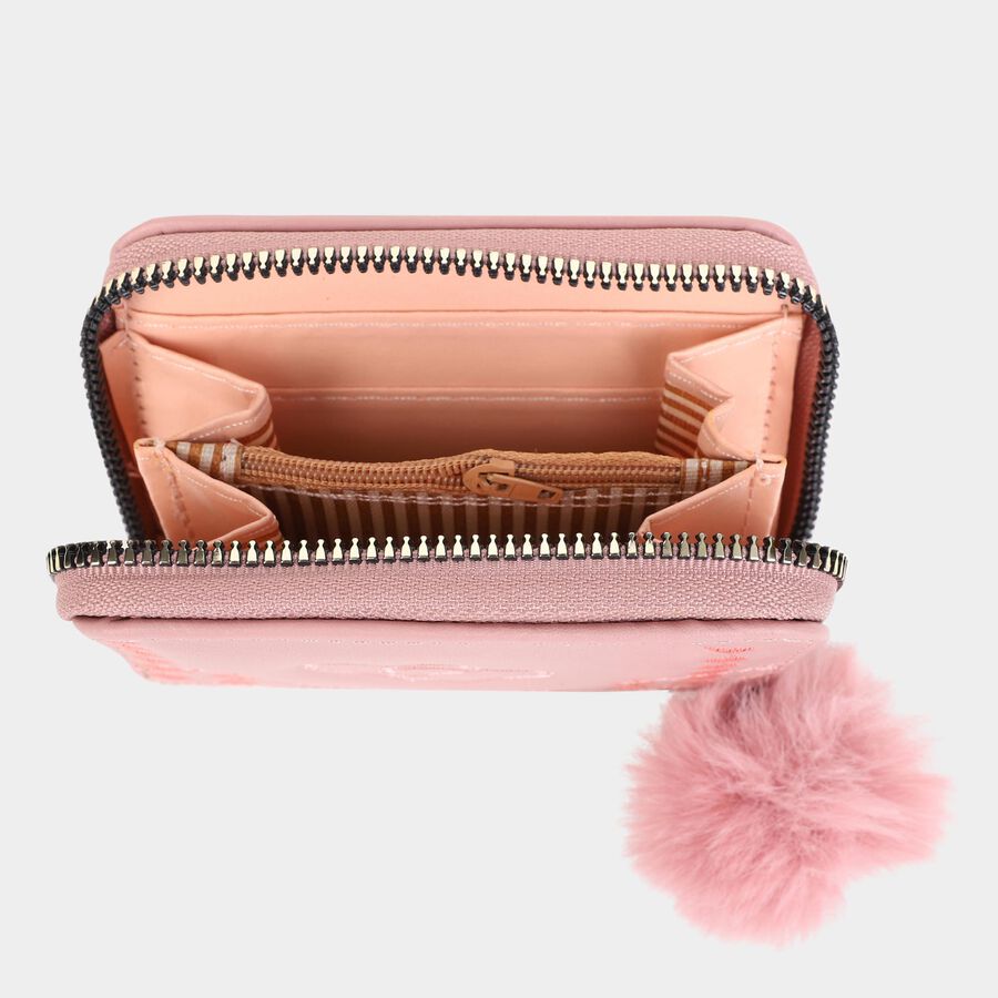 Women's Pink Polyurethane Clutch Bag, , large