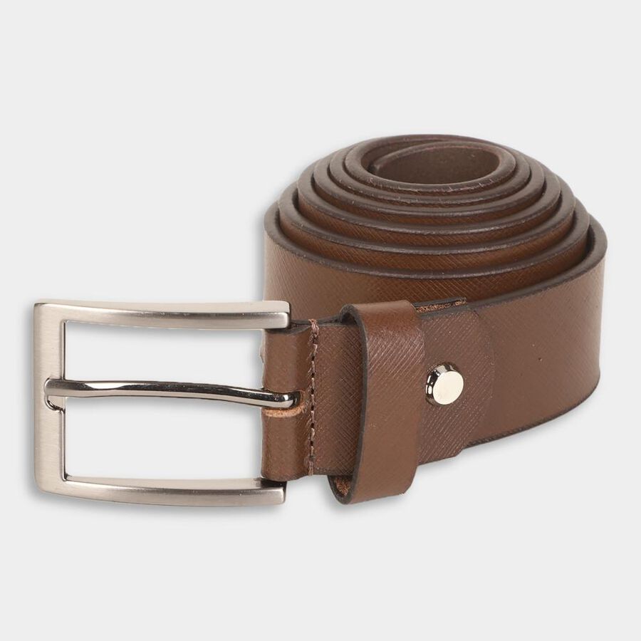 Men's Brown Leather Casual Belt, , large image number null