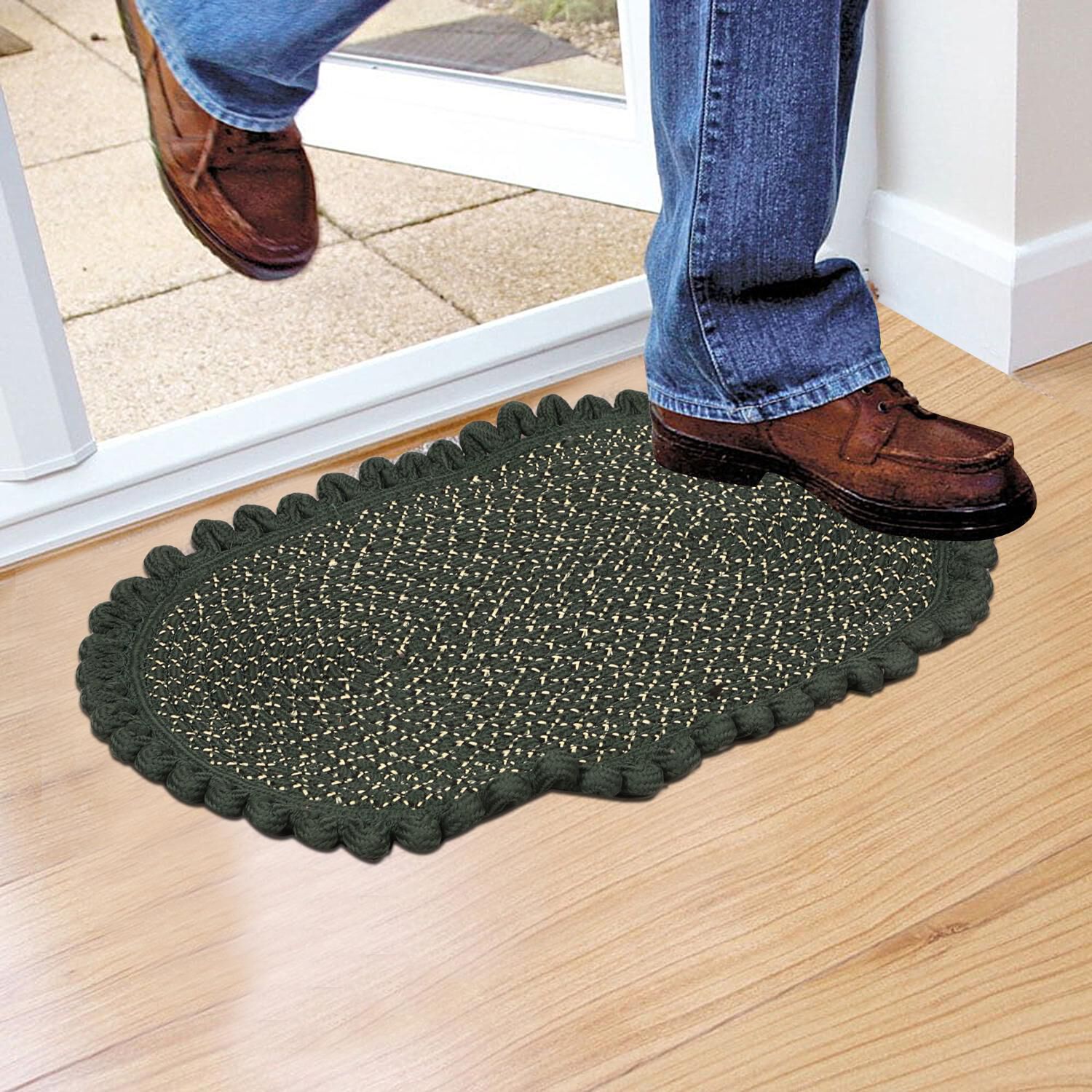 Home Beautiful                         Green Cotton Blend Door Mat