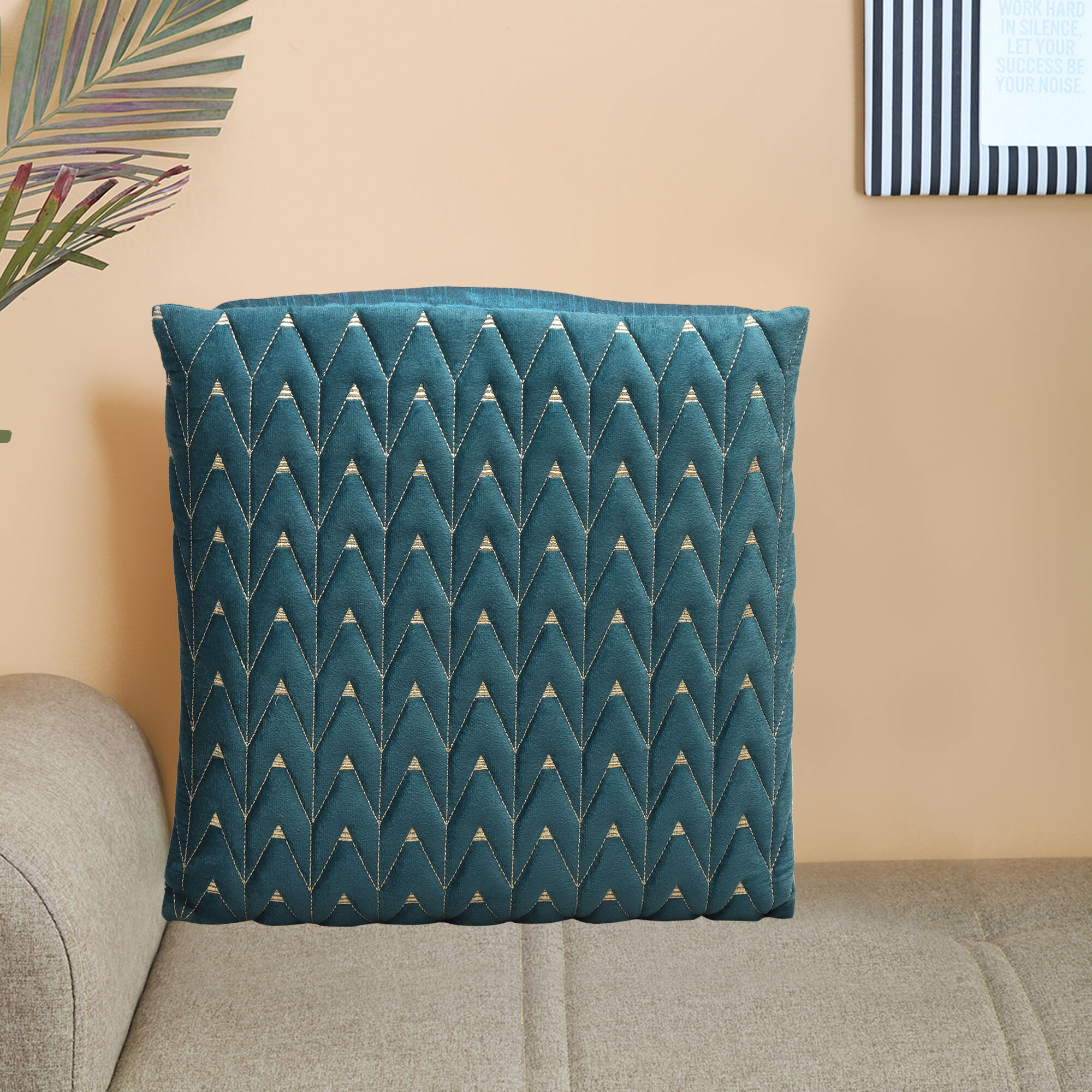 Home Beautiful                         Teal Blue Polyester Cushion Cover