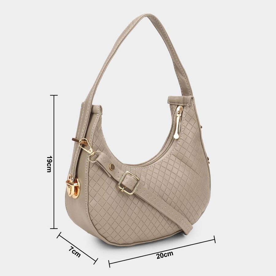 Women's Beige Polyurethane Hand Bag, , large image number null
