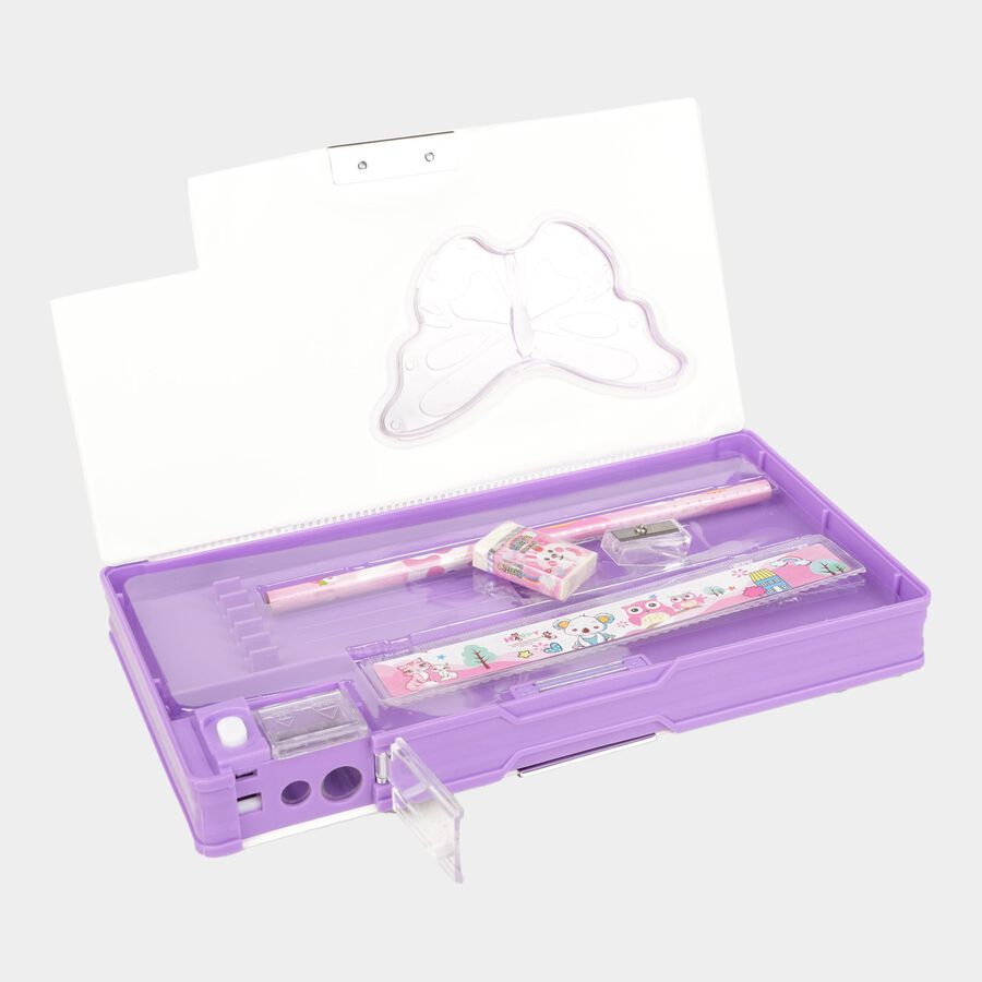 1 Pc. Plastic Educational Pencil Box - Colour/Design May Vary