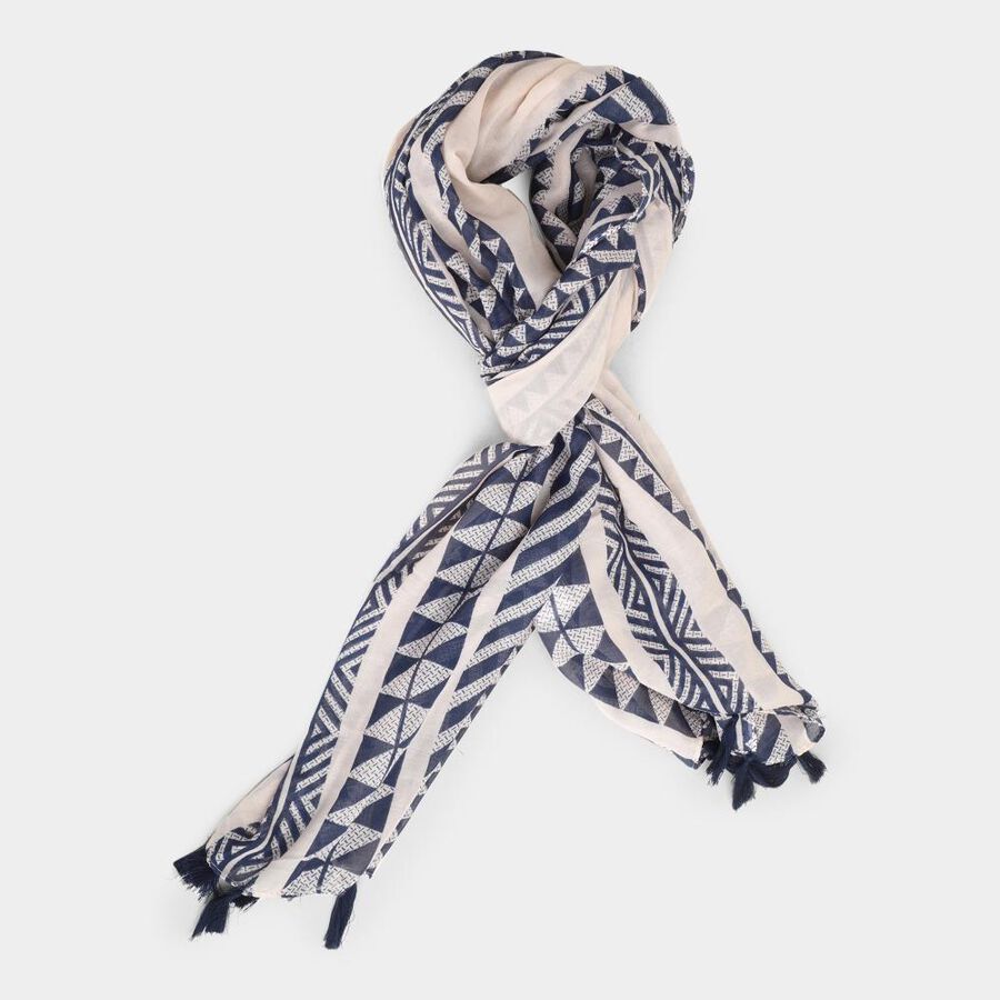 Women's Blue Viscose Scarf, , large image number null