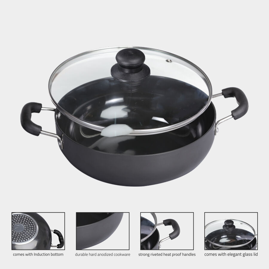 Hard Anodised Aluminium Kadhai, Induction Compatible, , large image number null