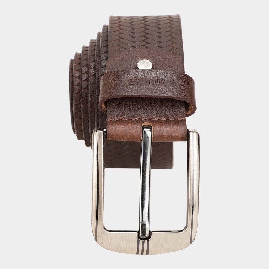 Men's Brown Leather Casual Belt, , large image number null