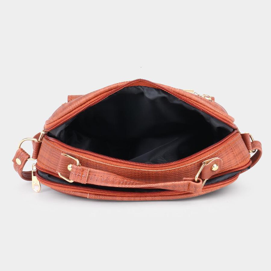 Women's Tan Polyurethane Sling Bag, , large image number null