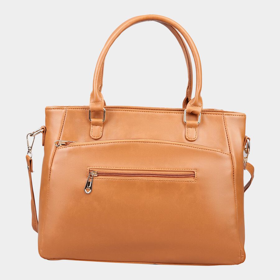 Women's Tan Polyurethane Tote Bag, , large image number null