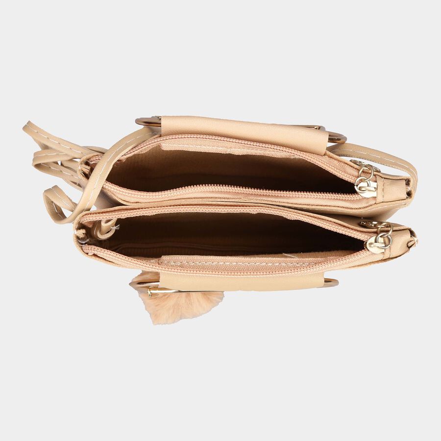 Women's Beige Polyurethane Sling Bag, , large image number null