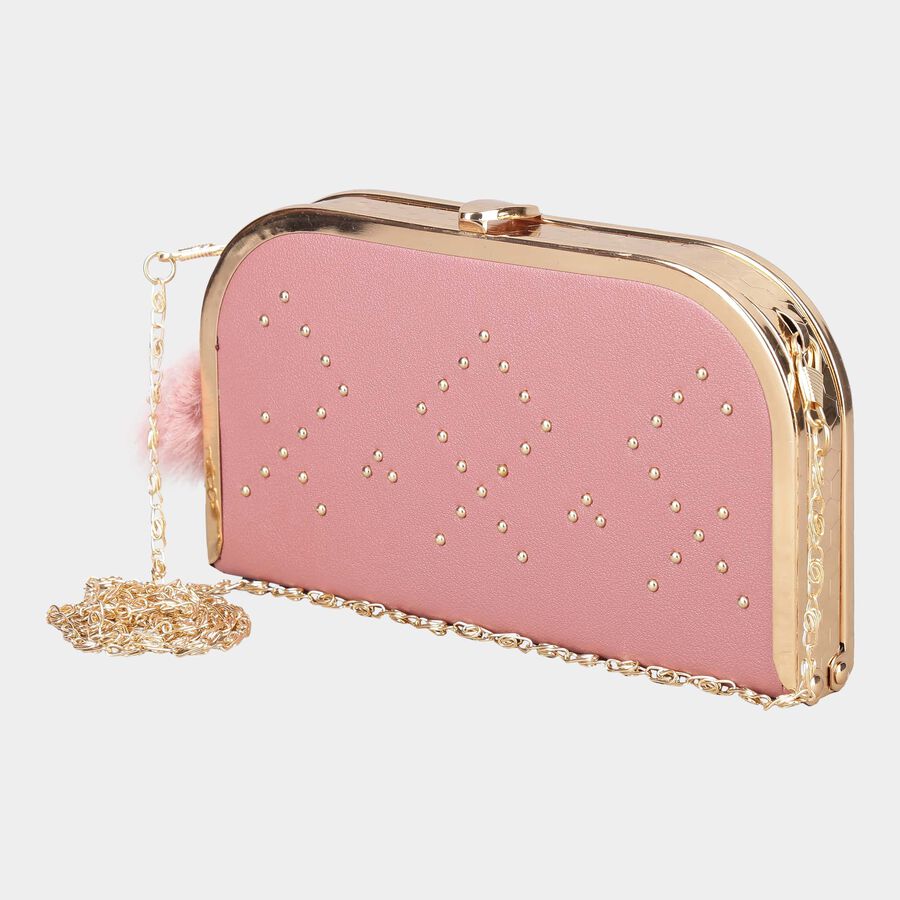 Women's Light Pink Polyurethane Clutch Bag, , large image number null