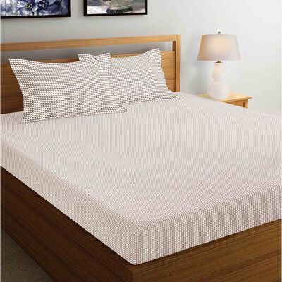 Brown Double Bed Cover with 2 Pillow Covers