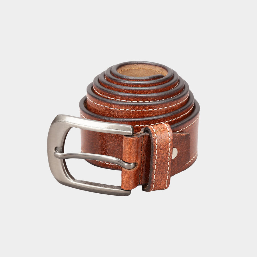 Men's Leather Casual Belt, Size 40, Textured, , large image number null