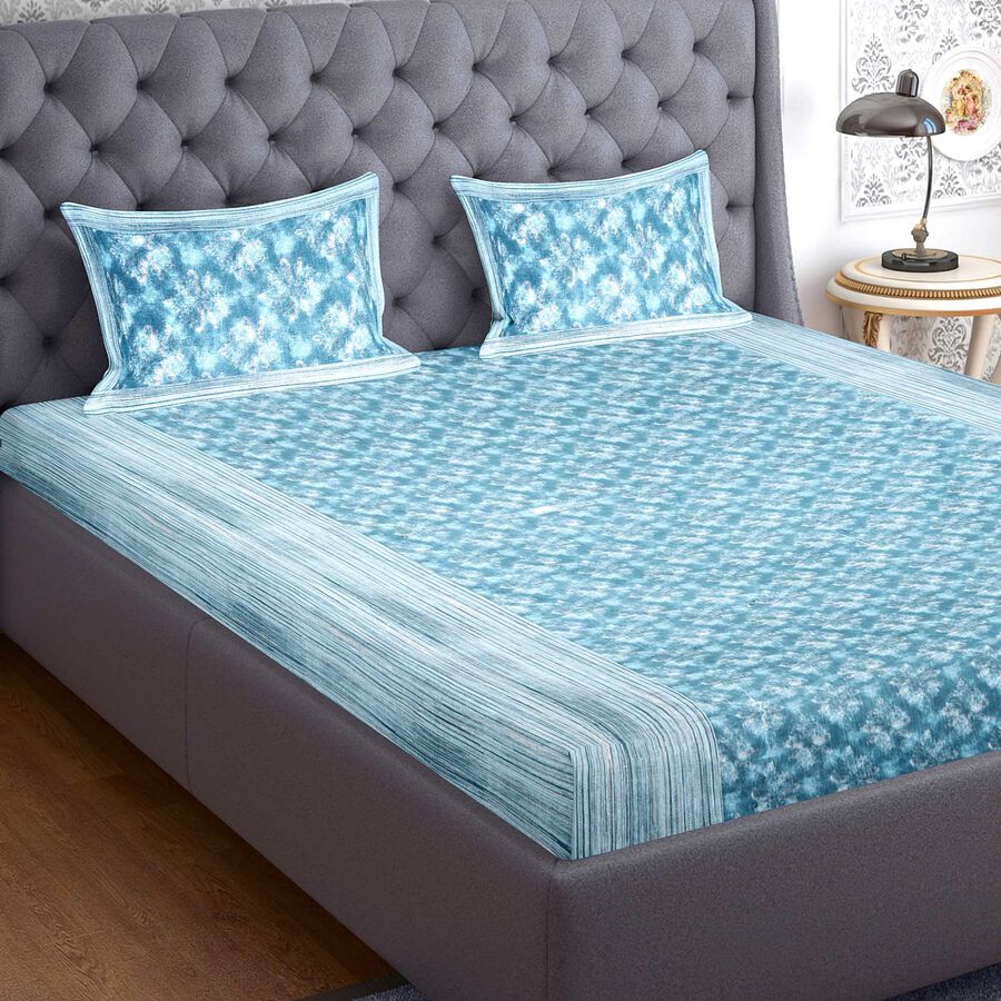 Home Beautiful 104 TC Cotton Blend Double Bedsheet, King Size, With 2