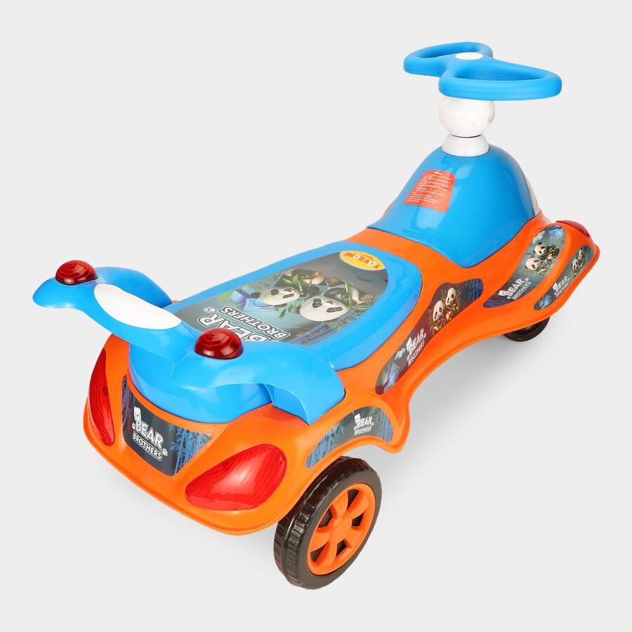 Kid's Bear Brothers Swing Car Ride-On with Music,Lights and 360-Degree Steering, , large