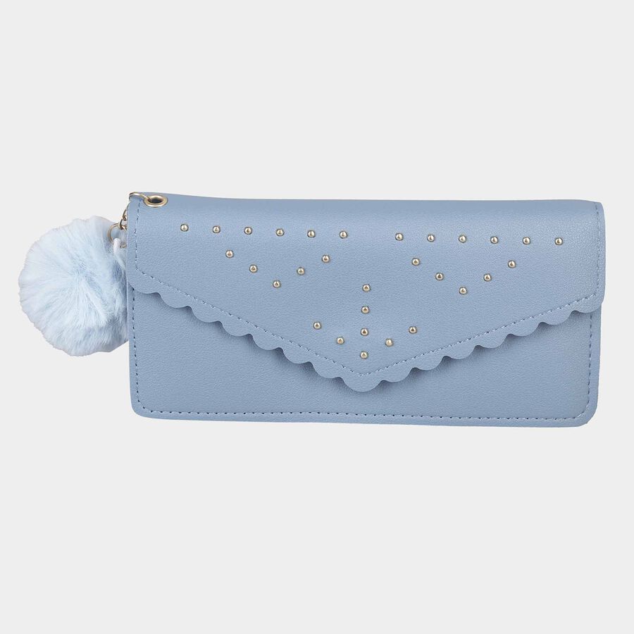 Women's Blue Polyurethane Clutch Bag, , large image number null