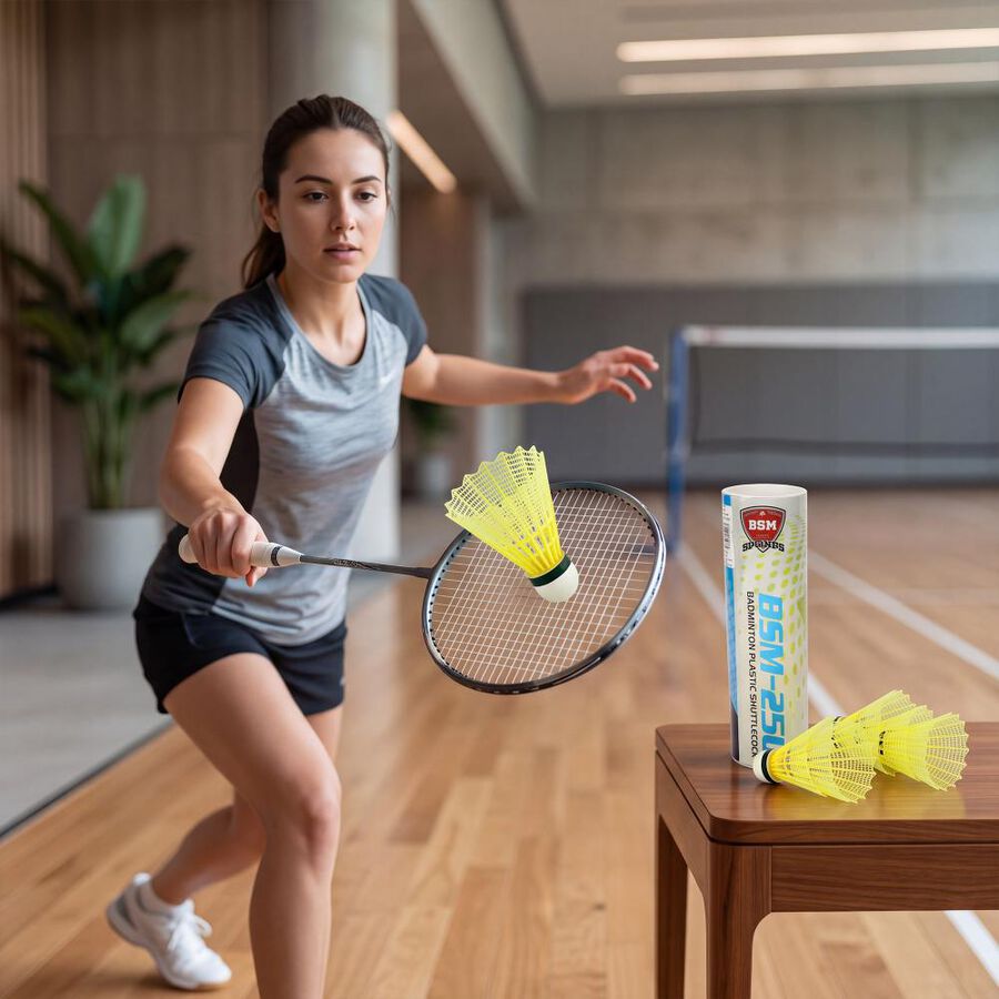Kid's BSM Sports BSM-250 Badminton Plastic Shuttlecocks Set Of 6PCS, , large