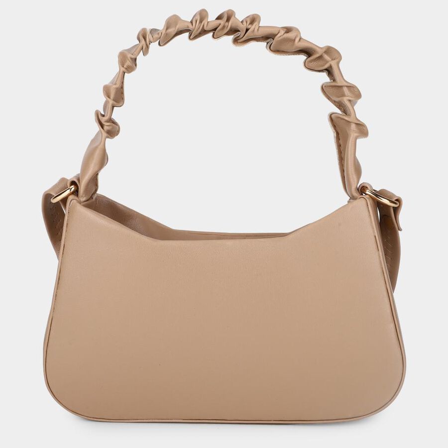 Women's Beige Polyurethane Handbag, , large