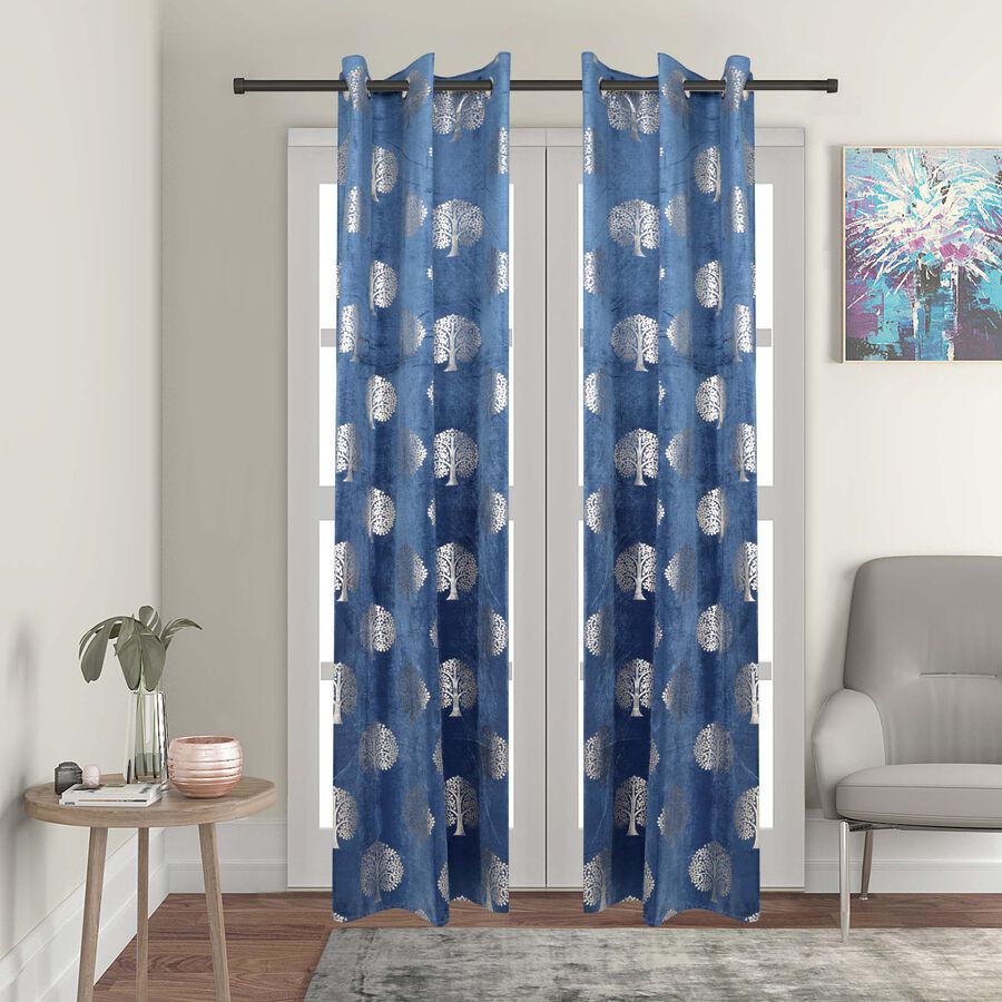7ft. Blue Velvet Door Curtain, , large image number null