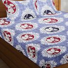 Blue Microfiber Double Bedsheet with Pillow Cover, , small