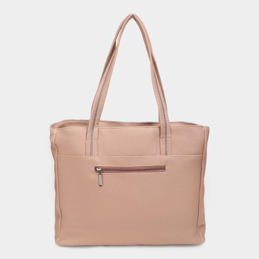 Women's Peach Polyurethane Tote Bag, , large image number null