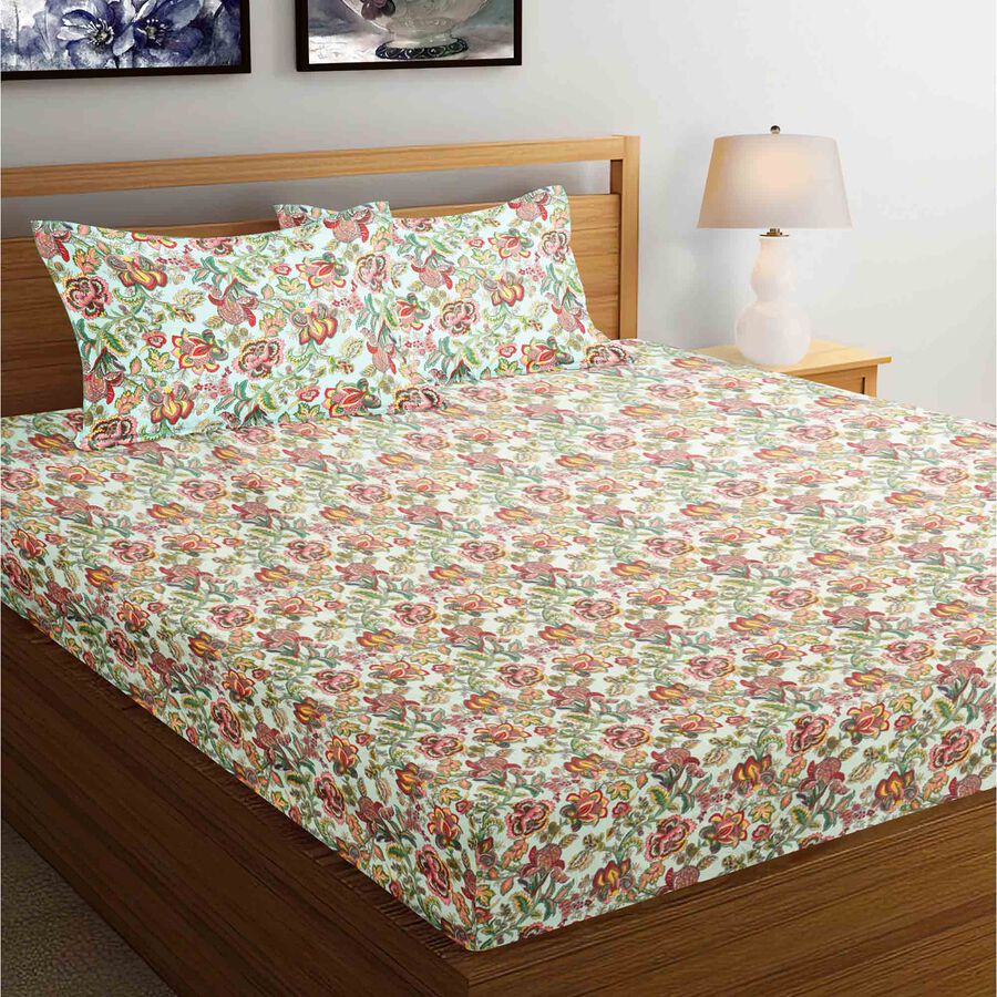 120 GSM Blue Microfiber Double Bedsheet With Pillow Cover, , large image number null