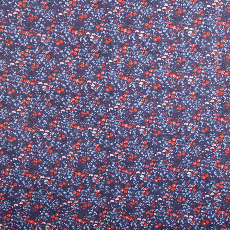 Blue Cotton Floral Printed Single Bedsheet, , large