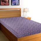 Blue Cotton Floral Printed Single Bedsheet, , small
