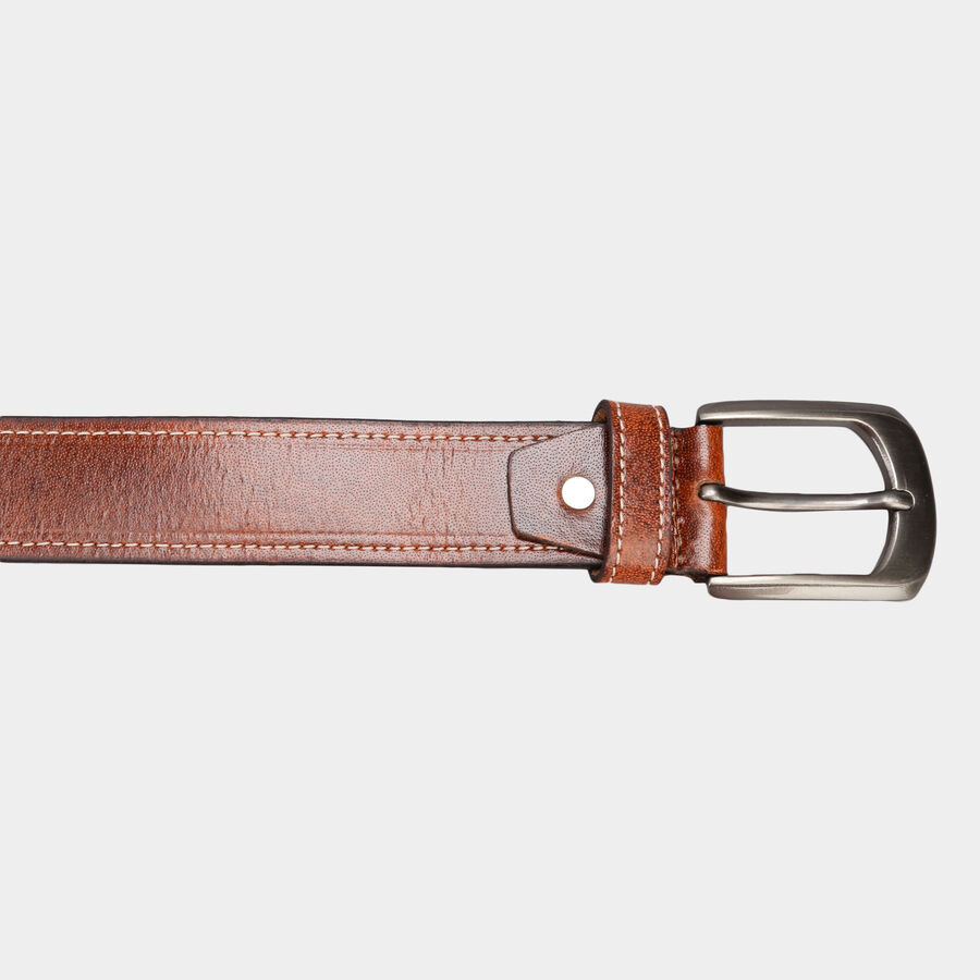 Men's Leather Casual Belt, Size 40, Textured, , large image number null