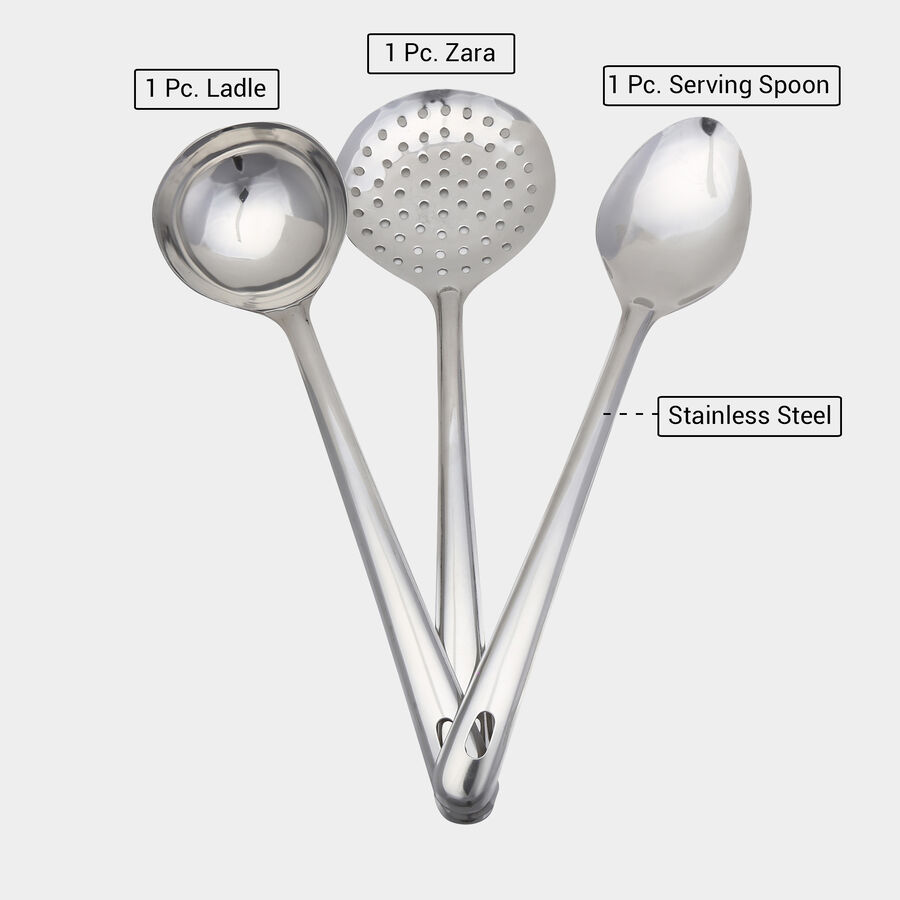 Wooden Kitchen Tools Combo - Serving Spoon, Ladle, Zara, , large image number null