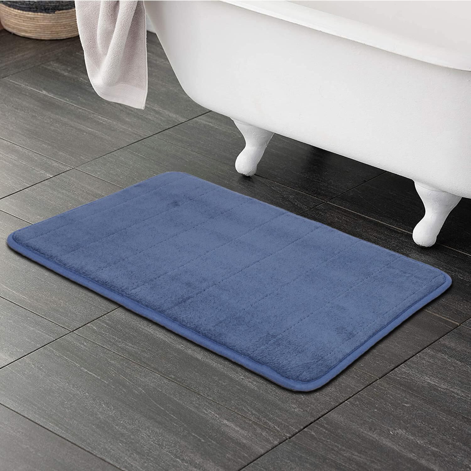 Home Beautiful                         Anti-Skid Blue Polyester Bath Mat