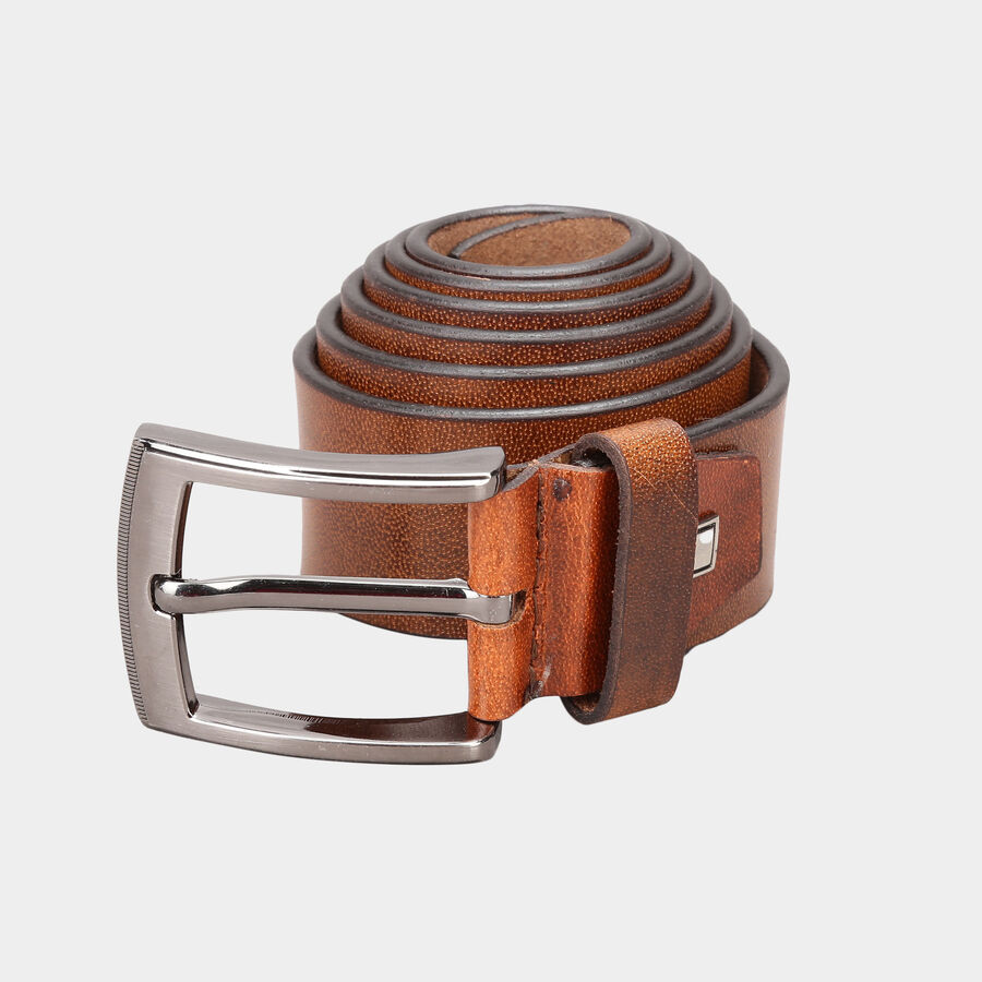 Men's Leather Casual Belt, Size 40, Smooth/Plain, , large image number null
