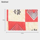 Red and Beige Geometric Printed Single Bedsheet, , small