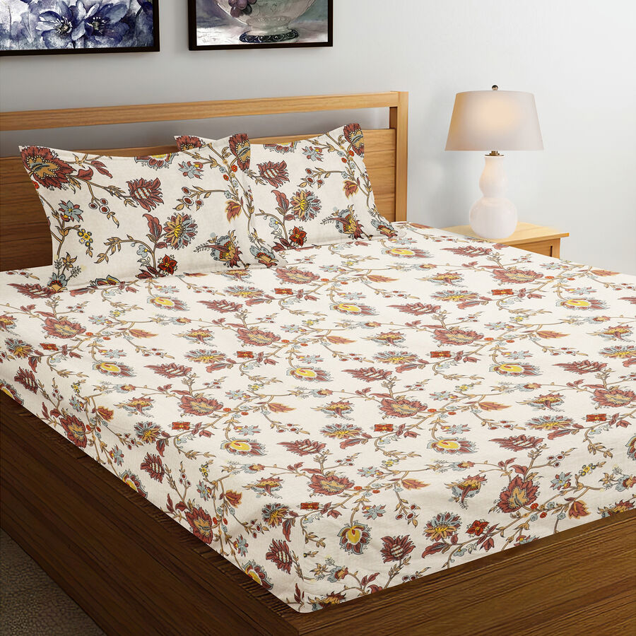 120 GSM White Polyester Double Bedsheet, , large image number null