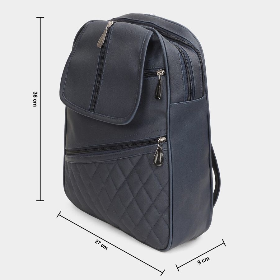 Women's Blue Polyurethane Backpack, , large image number null