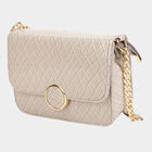 Women's Grey Polyurethane Sling Bag, , small