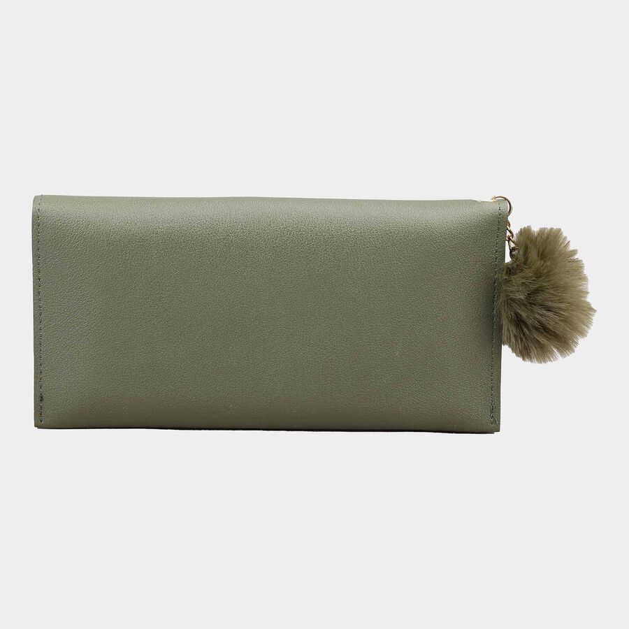 Women's Olive Polyurethane Hand Pouch, , large image number null