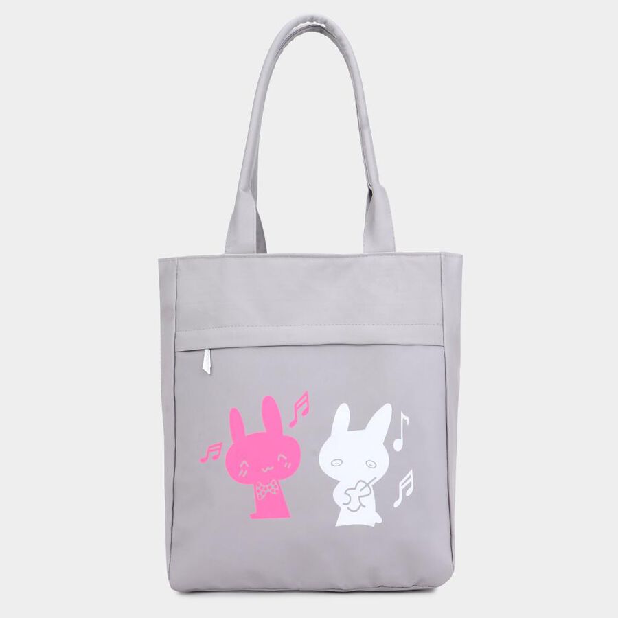 Women's Grey Polyurethane Tote Bag, , large