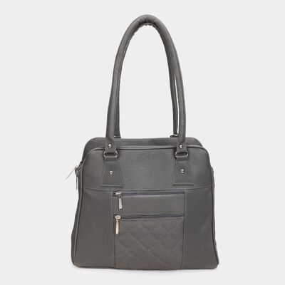 Women's Grey Polyurethane Tote Bag
