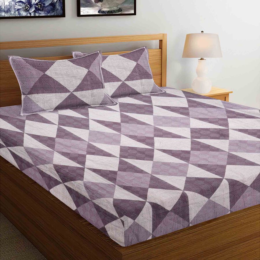 135 GSM Light Grey Microfiber Double Bedsheet With Pillow Cover, , large image number null